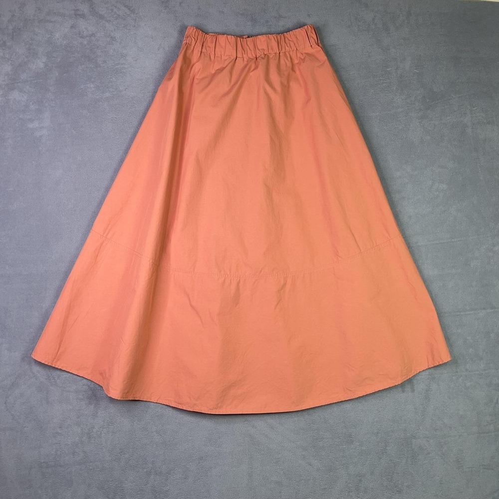 Ba&sh Skirt Womens XS Coral Pink Midi Flared Tiered Elastic Waist Back Zip Good